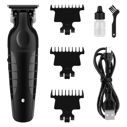 Cuchillas de acero de la Patillera Kemei KM-2299 en primer plano