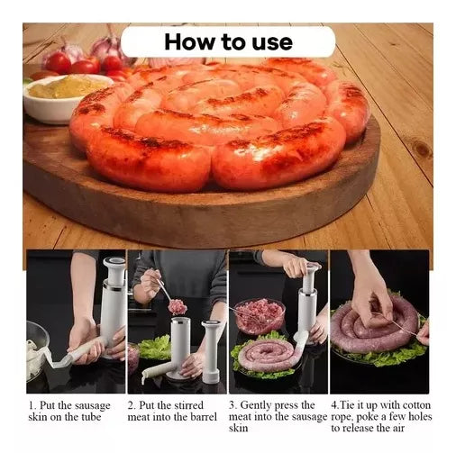Carne fresca molida usando el Molino de Carne Veleka en un plato casero.